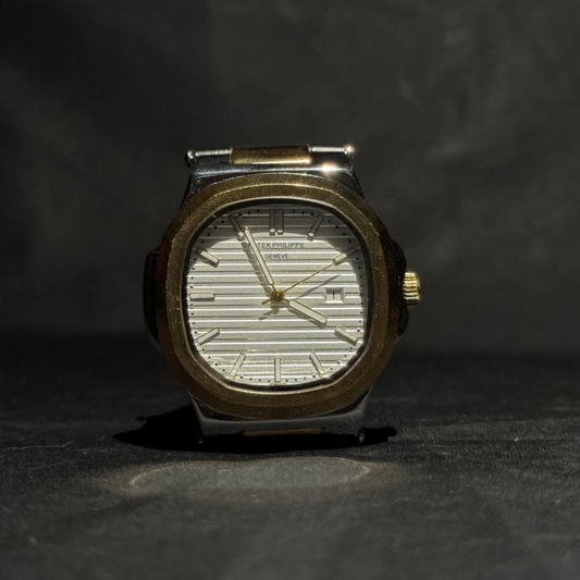 Patek Philippe Nautilus Luxury Watch with Leather Strap with Golden and Black Mix – Automatic Men's Timepiece